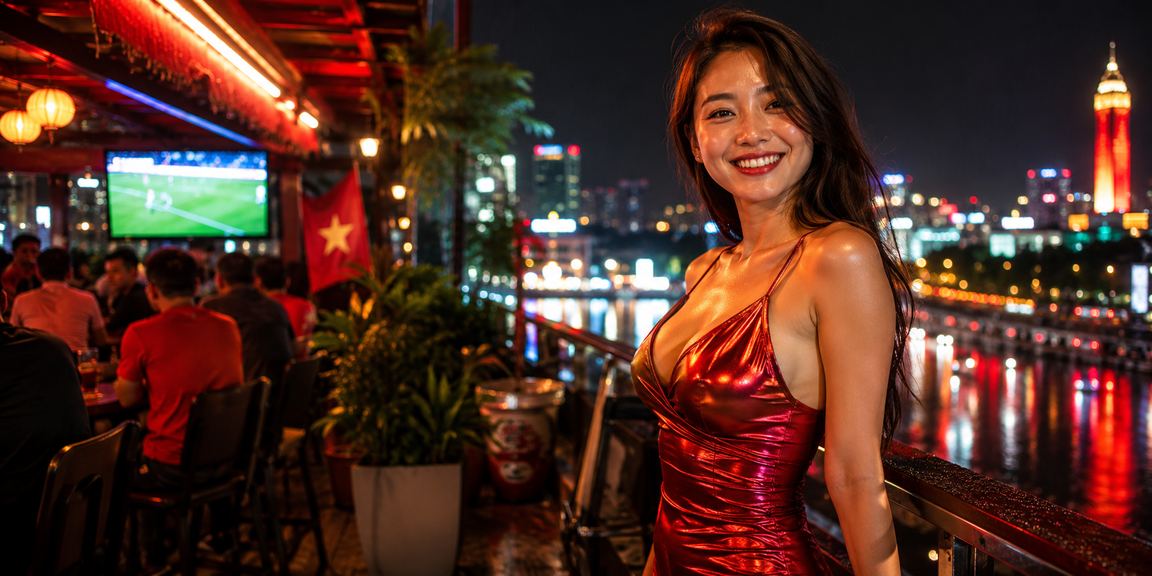 Người hâm mộ bóng đá cá cược trực tuyến dưới đèn neon Hà Nội về đêm